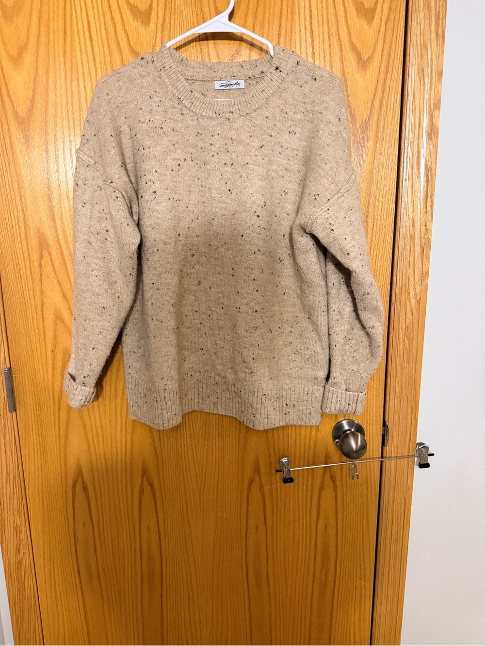 Cozy Tan Flecked Crewneck Sweater